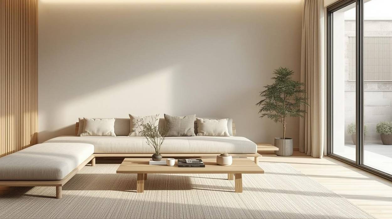 Salon w stylu Japandi